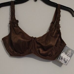 Dominique Elegant Ruffle Strap Underwire Bra in Chocolate